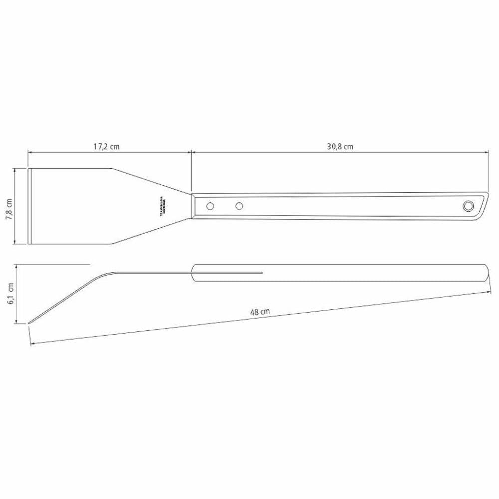 Лопатка Tramontina с деревянной ручкой, динамическая, 48 см, натуральное дерево, большой длинный инструмент для чурраско, сделано в Бразилии, TRAMONTINA, коричневый, 26441/100, серебристый,