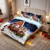Comforter 3Pc Christmas House Print Coreless Duvet Set Multi Size Bedroom Holiday Dormitory Bedding Decoration Softmachine Washable