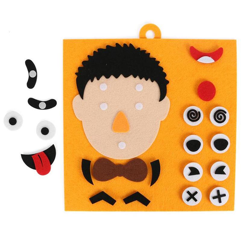 Puzzle Felt Non-woven Fabric Early Childhood Education for Children Manual DIY Cognitive Facial Expression Stickers TMZ