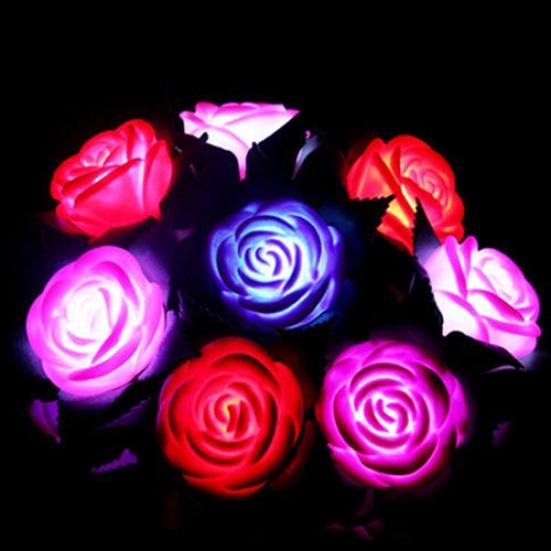 Charming Glow Rose Pattern LED Light Room Garden Faux Flower Lamp Decor