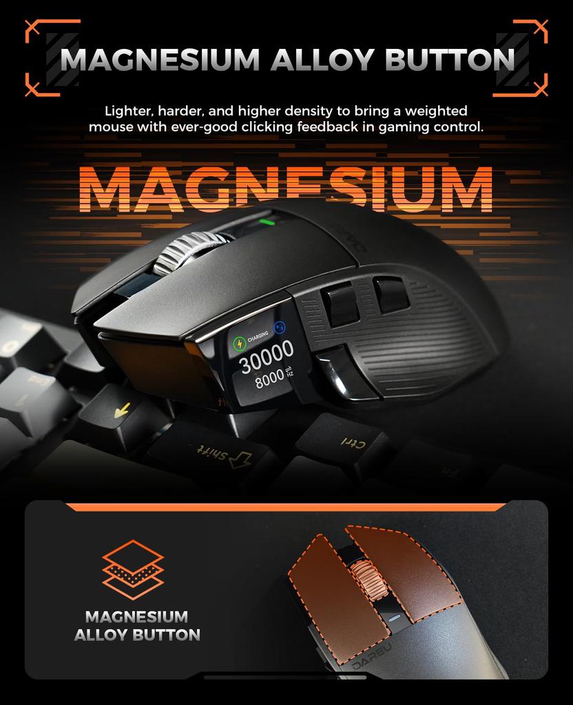 DAREU A980PROMAX Gaming Mouse with Wired 4K TFT 30000 3 Side 4000Hz Technical Standards Certification Certified 8K/Wireless Screen, DPI, Buttons, 2.4G