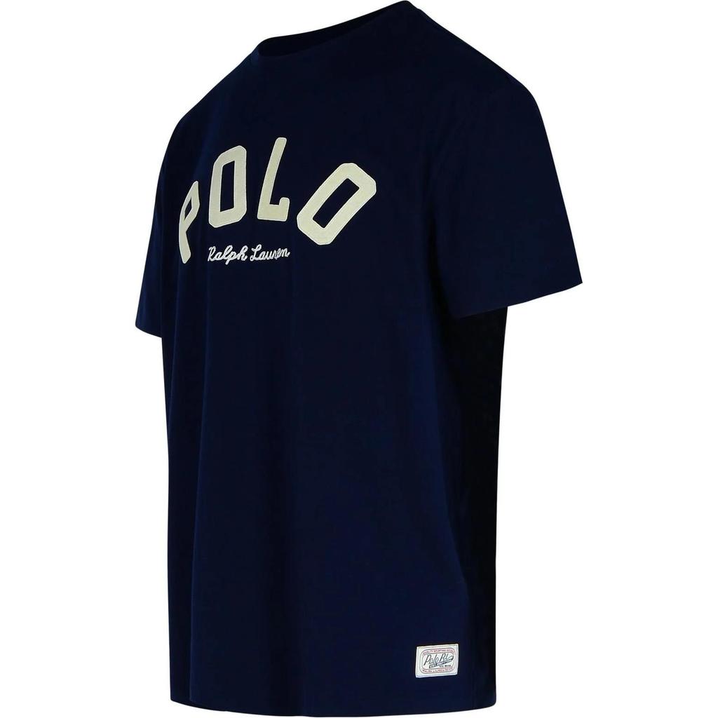 Polo Ralph Lauren Letter Print Round Neck Свободный крой с коротким рукавом Футболка Мужская Топы Синий 710952043-001