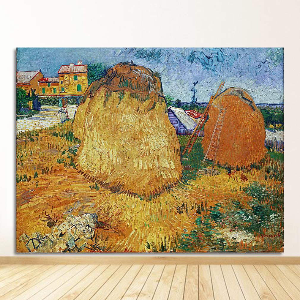 Posters and Prints Wall Picture for Living Room Harvest At La Crau by Van Gogh Landscape Oil Painting Reproductions On Canvas