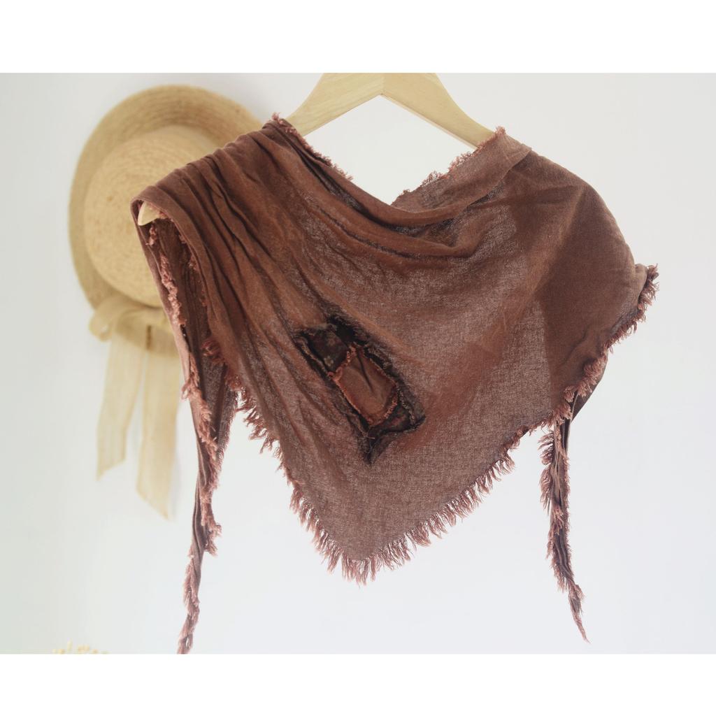 Johnature Floral Shape Triangle Autumn Winter Retro Distressed Decorative Scarves