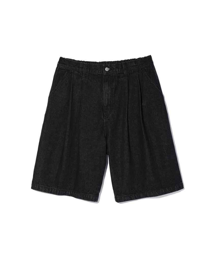 SOUNDSLIFE Two Tuck Denim Shorts Black