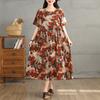 DIMANAF 2025 Women Plus Size Spring Summer Dress Casual Floral Dress Basic Vintage Loose Long Dress Maxi 9301
