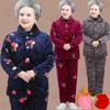 Пижама для бабушки, три слоя, утепленная домашняя одежда для мам, пожилые женщины, коралловый бархат, пижамные комплекты, зимний костюм, теплые штаны, два предмета