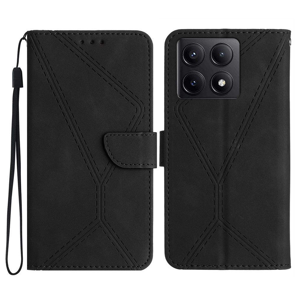 HT05 Для Xiaomi 14T Чехол Кожаный с текстурой линий PU кожаный откидной чехол для телефона