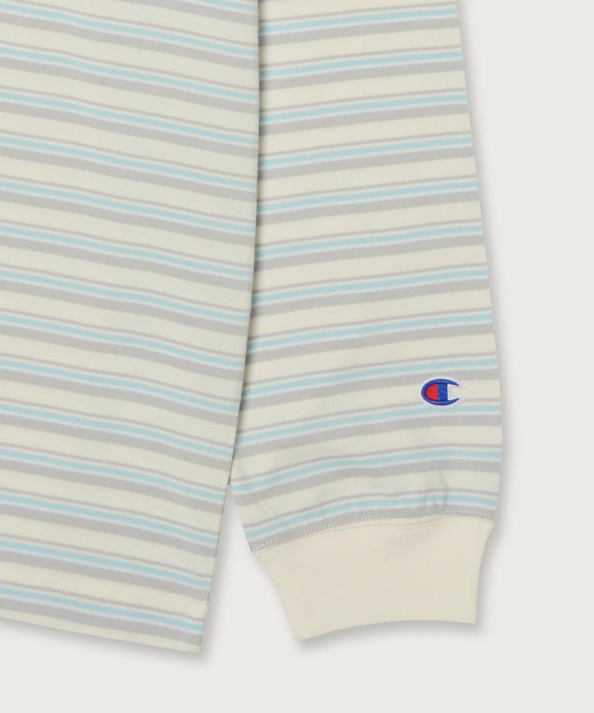 CHAMPION Loose Fit Striped Long Sleeve T-Shirt Ecru