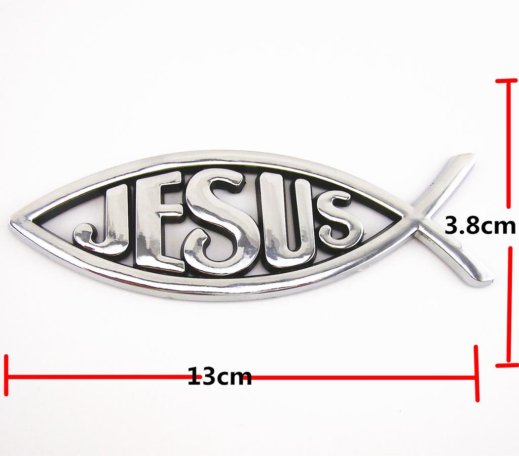 3D Car Sticker Silver Jesus Fish Emblems Christian Symbol