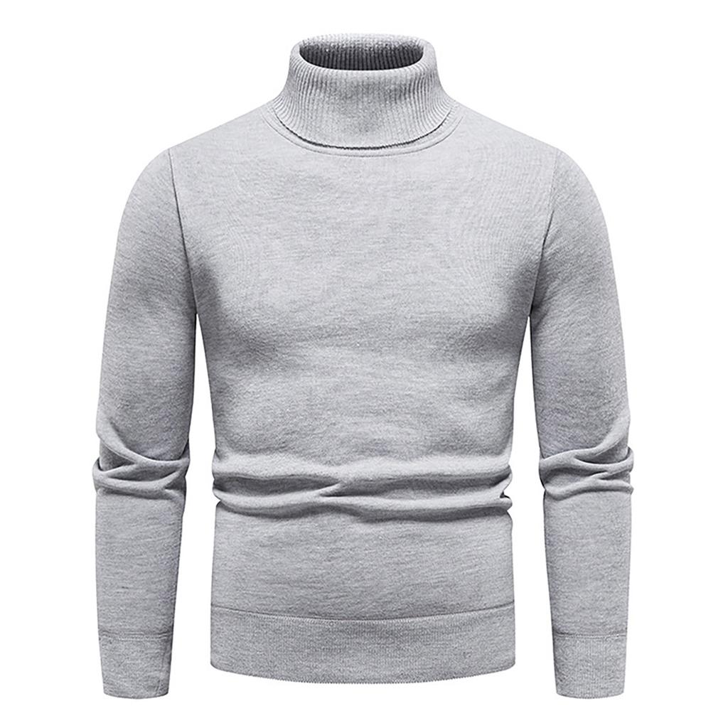 Men's Autumn And Winter Casual  Knitted Solid Color Decorative Pattern Sweater