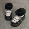 Fashion Snow Boots Women 2025 Winter New Padded Warm Cotton Shoes Thick Bottom Casual Shoes for Women Short Tube Lace-up Botines Mujer