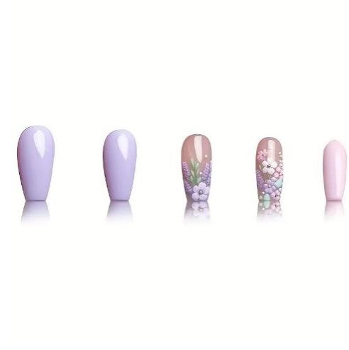 Hot-selling nail art pieces idyllic purple flower long ballet-shaped detachable wearable nail pieces