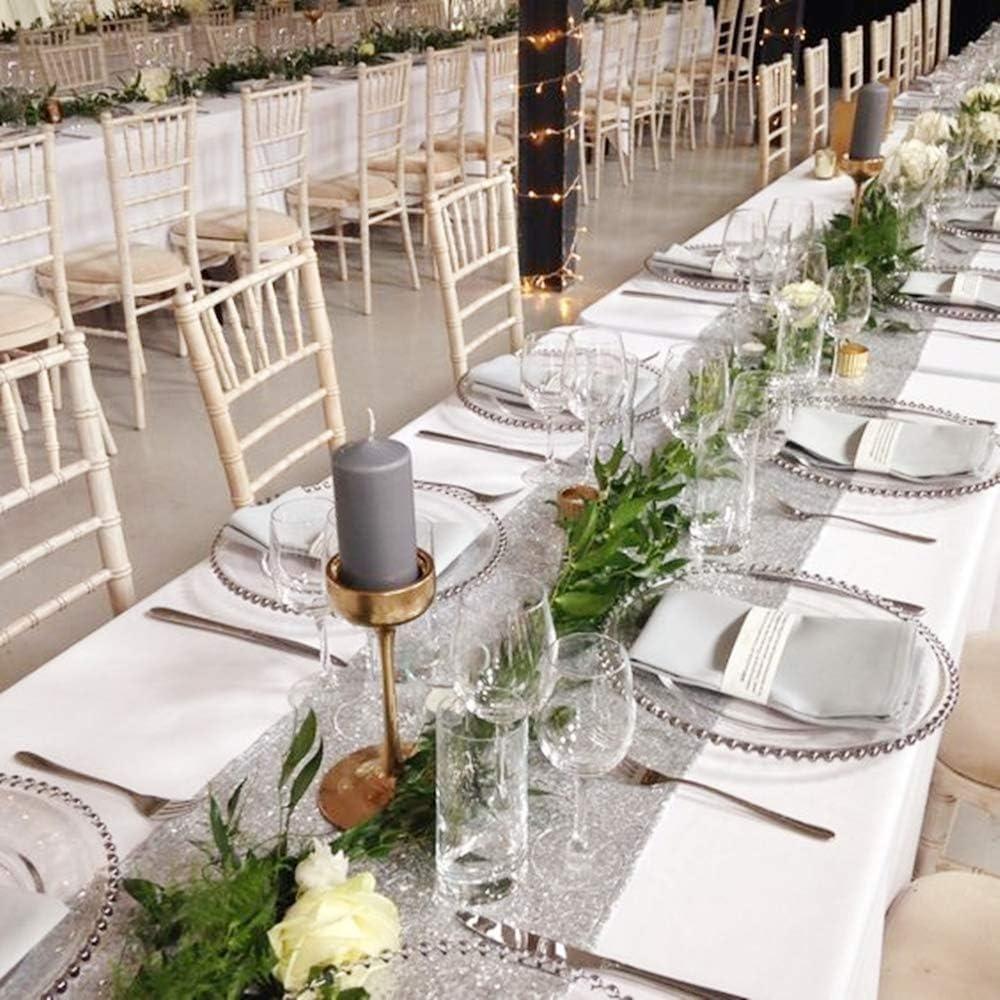 4 Pcs 30x180cm Table Runners Glitter Dining Table Runner Sequin Table Cover Runners for Party Wedding Birthday Bridal Shower Decorations