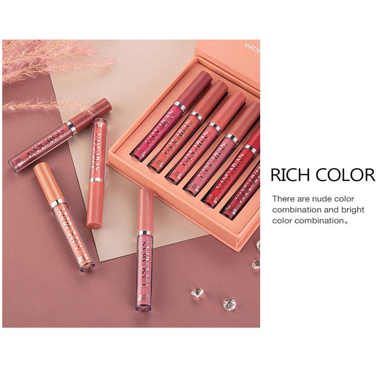 Нелегко наклеивать жидкую долговечную губную помаду, набор из 6 шт., блеск для губ, набор глазурей для губ