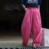 Японские простые широкие брюки, повседневные свободные силуэты с высокой талией, легкие брюки, женские летние
