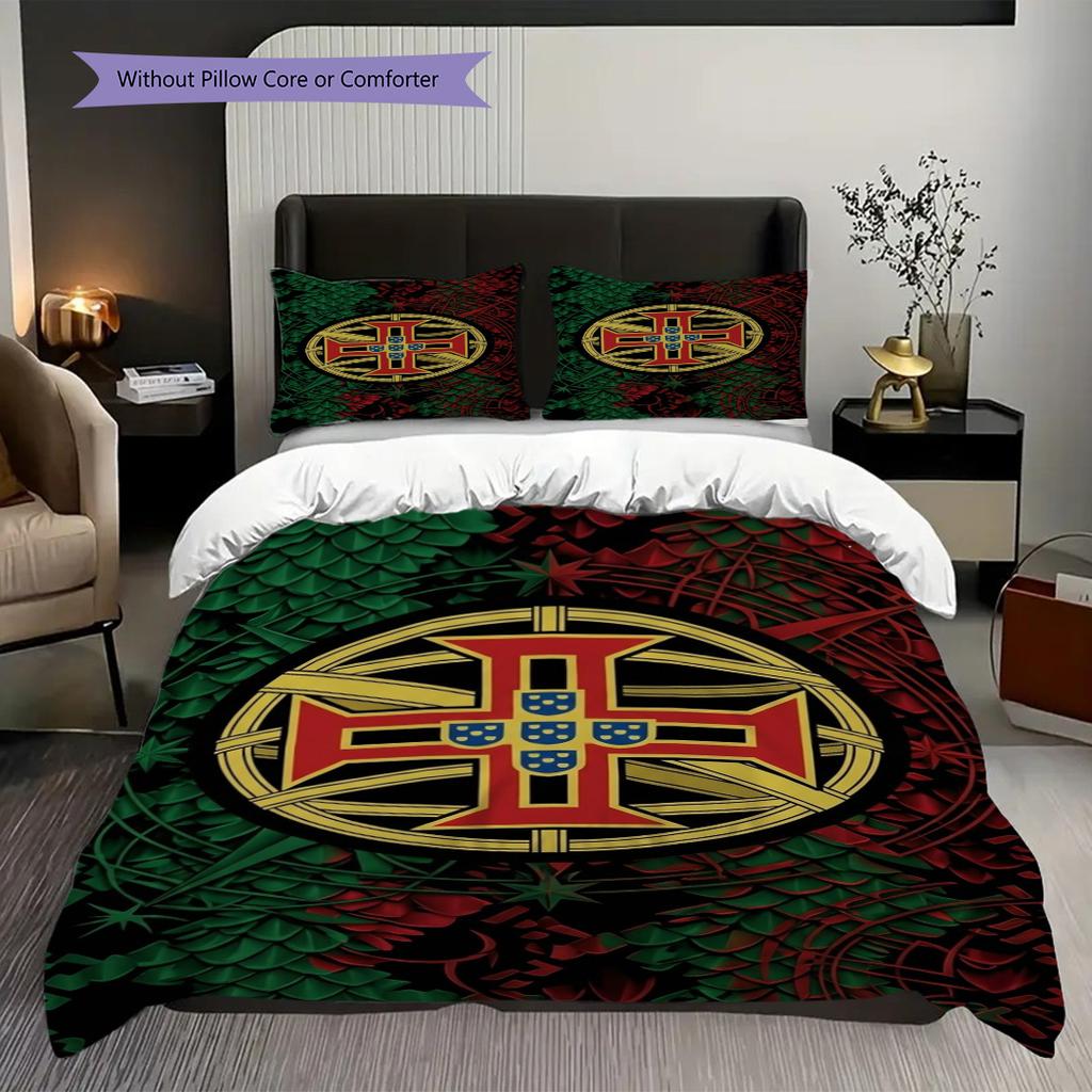 Royal Lion Emblem Three-piece set (1 * duvet cover + 2 * pillowcase, without core) Duvet cover and pillowcase Soft and comfortable Bedding set Bedding