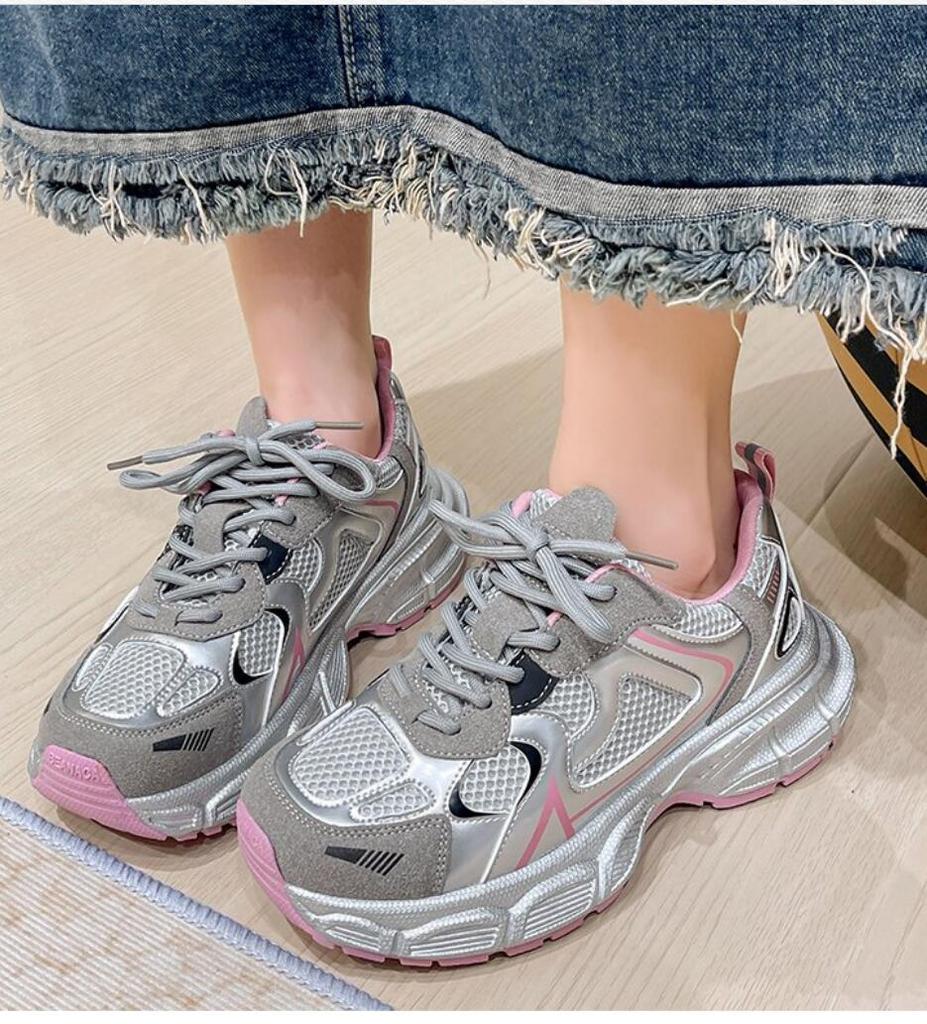 Мода 2024 года, женские роскошные кроссовки на толстой подошве, модная повседневная обувь, кроссовки, женские сетчатые дышащие кроссовки на толстой подошве для тенниса, вулканизированные туфли
