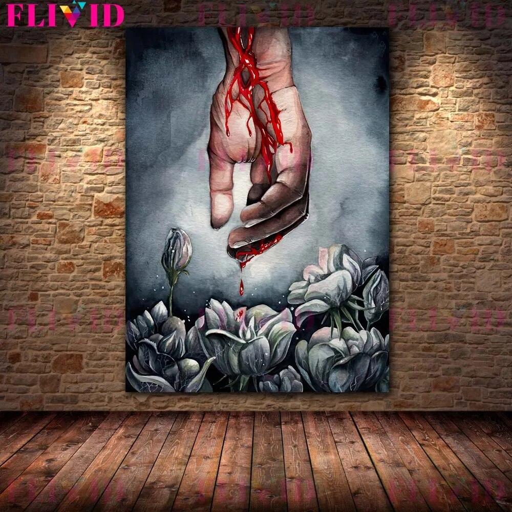 Mushrooms And Blossom Of Death Gothic HorrorArt Wall Art Canvas Painting Witch,Witchcraft Abstract Art Poster And Print Decor No Frame
