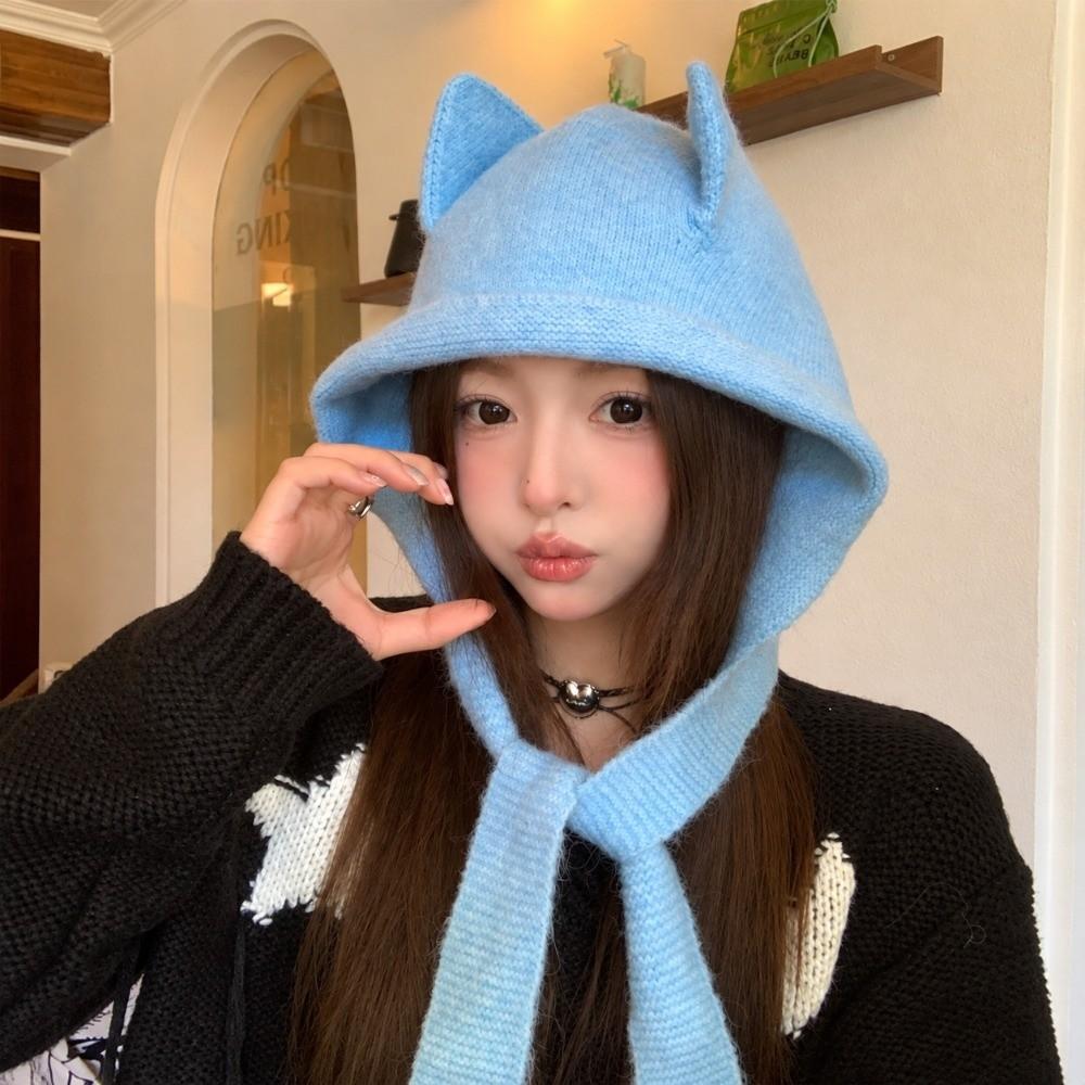 Windproof Women's Winter Knitted Hat Versatile Ear Protection Cap Balaclava Hats Autumn Winter