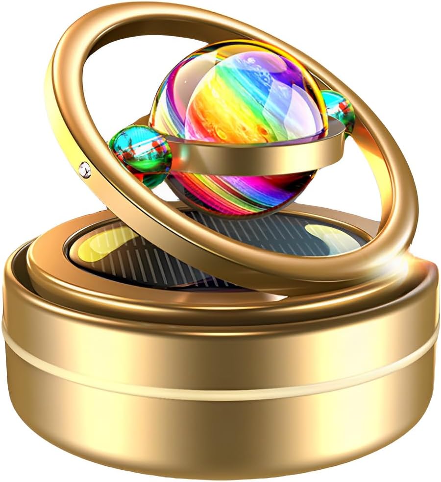 Solar Car Air Freshener Dashboard Fragrance Automatic Rotation Galactic Planets Essential Oil Diffuser Auto Ornaments