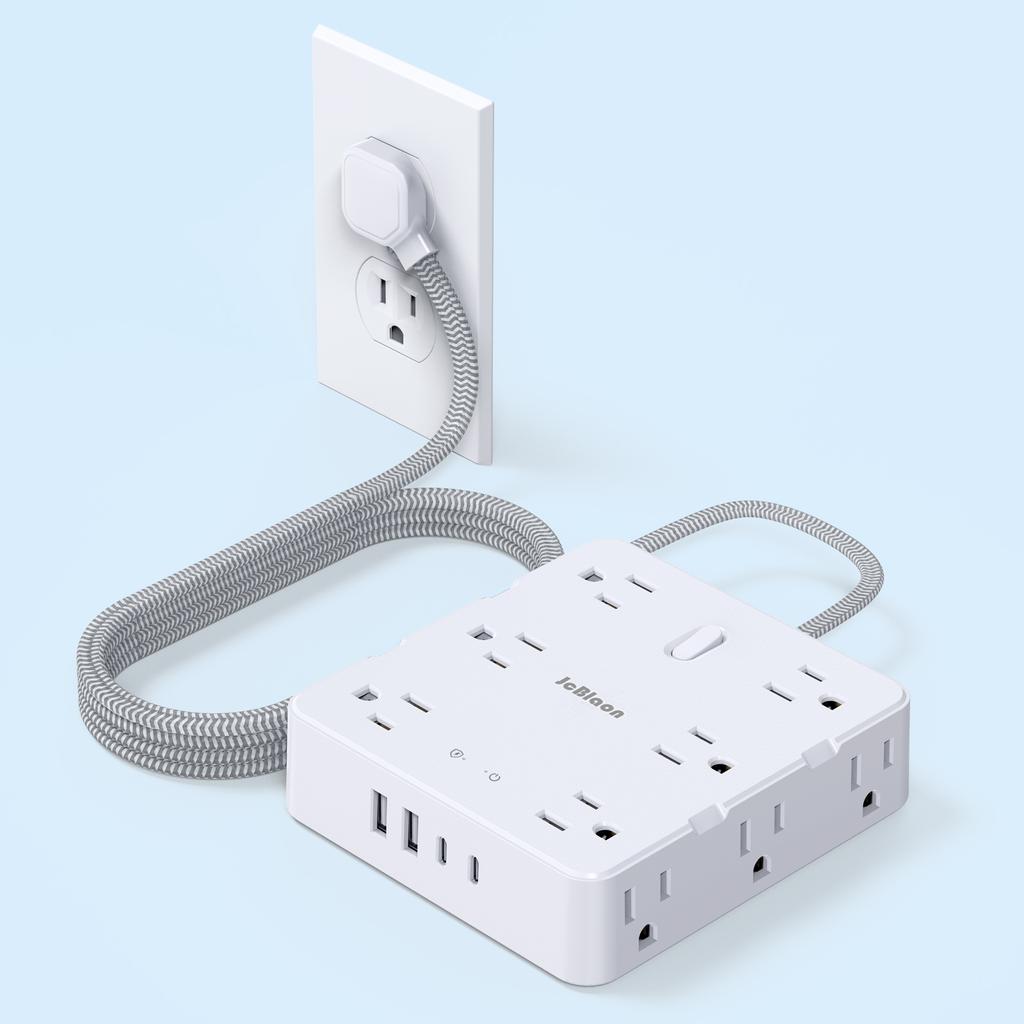 Сетевой удлинитель с розетками переменного тока (вилка США), многопортовый, шнур 5 футов, электрическая розетка, умный USB, для офиса, дома, сетевой фильтр, защита от перенапряжения