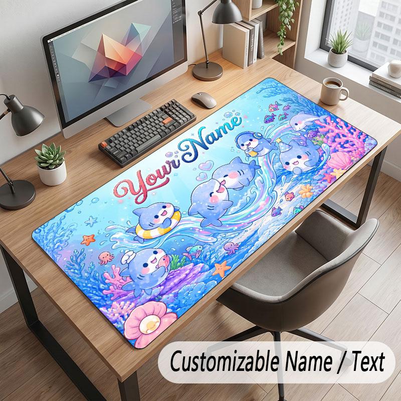 Octopus Sea Life Theme Customized Mouse Pad Personalized Print Name Text Desk Mat For Home Office Table Decor