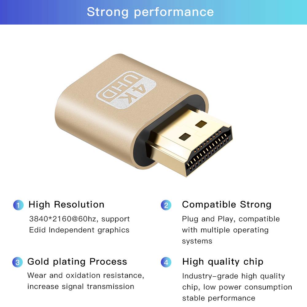 HDMI-совместимый адаптер виртуального дисплея 4K DDC EDID с заглушкой, эмулятор дисплея, чит-адаптер, поддержка 1920x1080P для майнинга Bitcoi