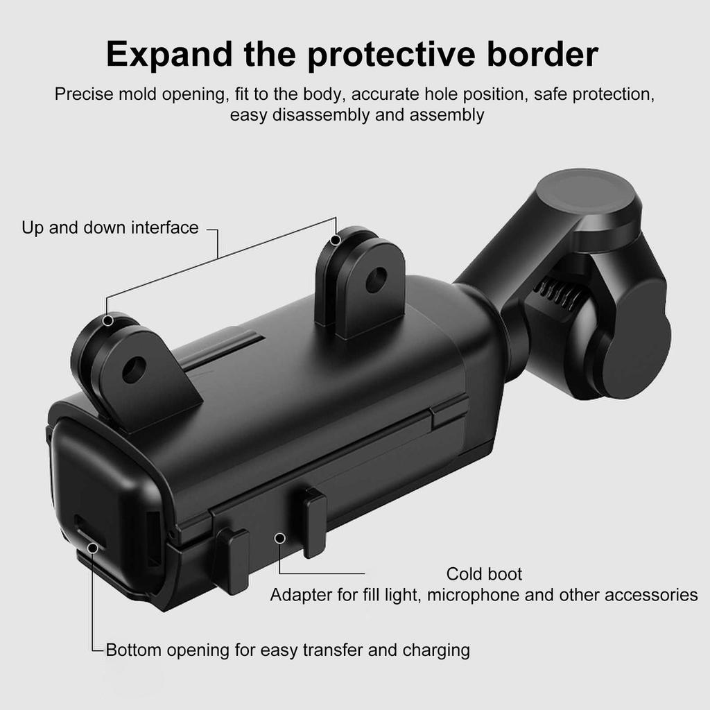 PULUZ PU722B For DJI Osmo Pocket 3 Extension Adapter Protective Frame Extended Handle Cold Shoe Mount Bracket