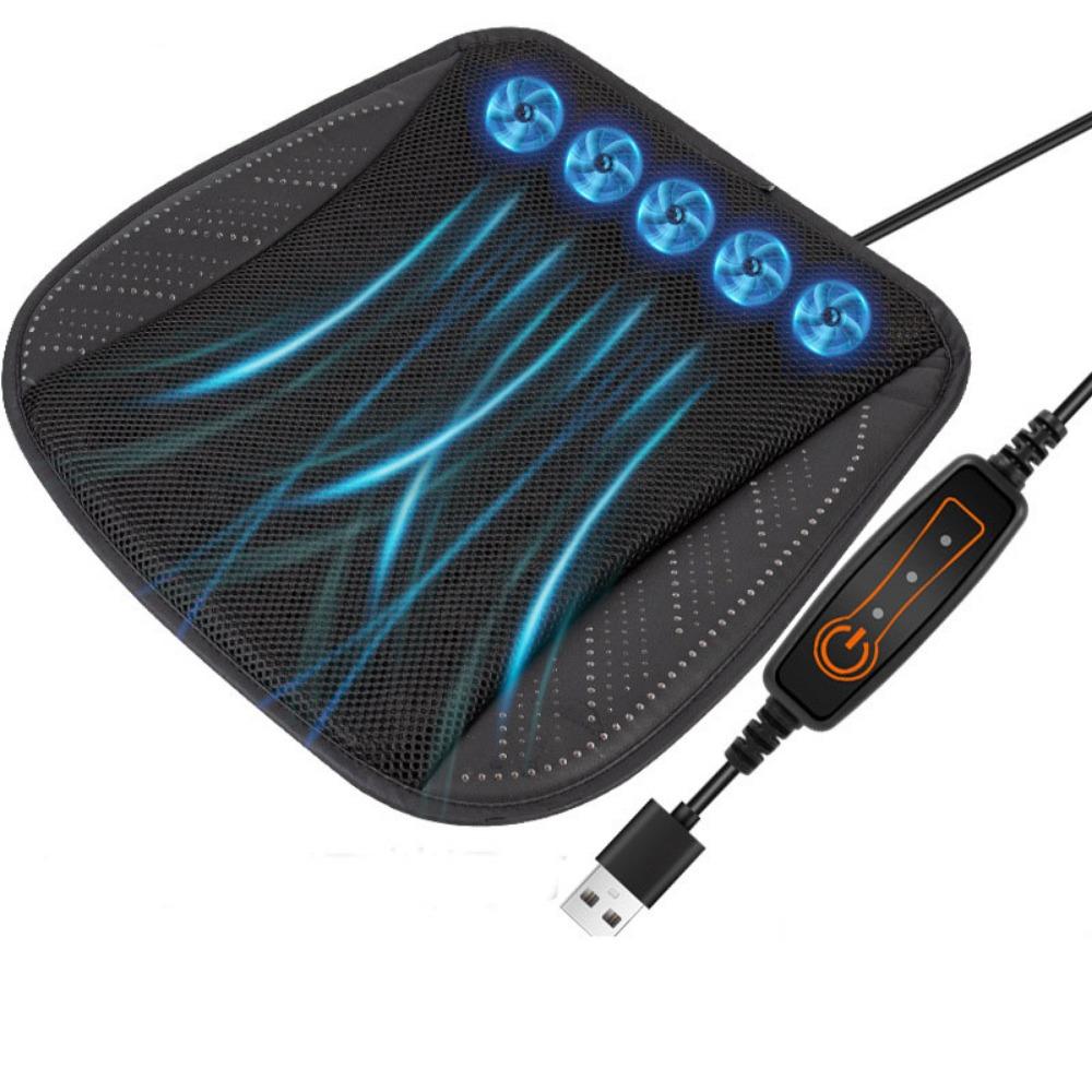 with 8/5 USB Fans Car Ice Silk Seat Cushion Fast Blowing Car Seat Cooling Pad Office Chairs