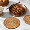 Жаростойкая ротанговая подставка, 1 шт., натуральный материал, круглая, моющаяся, теплоизолирующая, толстая, ручной работы, жаростойкая подставка для кастрюли, плетеная ротанговая подставка