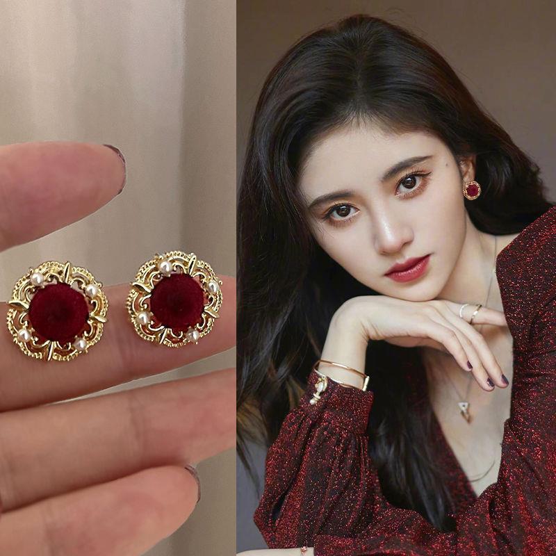 Серьги-клипсы в стиле 80-х в гонконгском стиле красного и синего цвета для непроколотых ушей – Высококлассные французские роскошные серьги-кольца