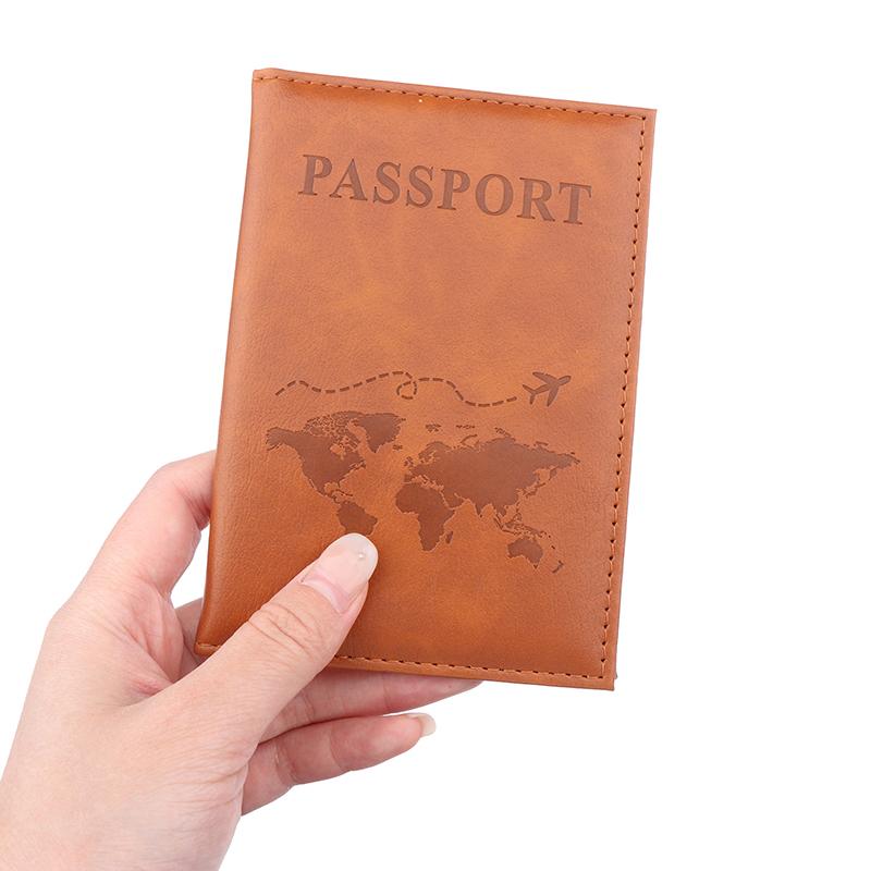 Pu Leather Card Case Cover Unisex Simple Passport Cover World Thin Slim Travel Passport Holder Wallet Gift