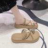 Thick-bottomed bread slippers women's outer wear 2025 summer new Internet celebrity fashion simple versatile open-toe word with sandals