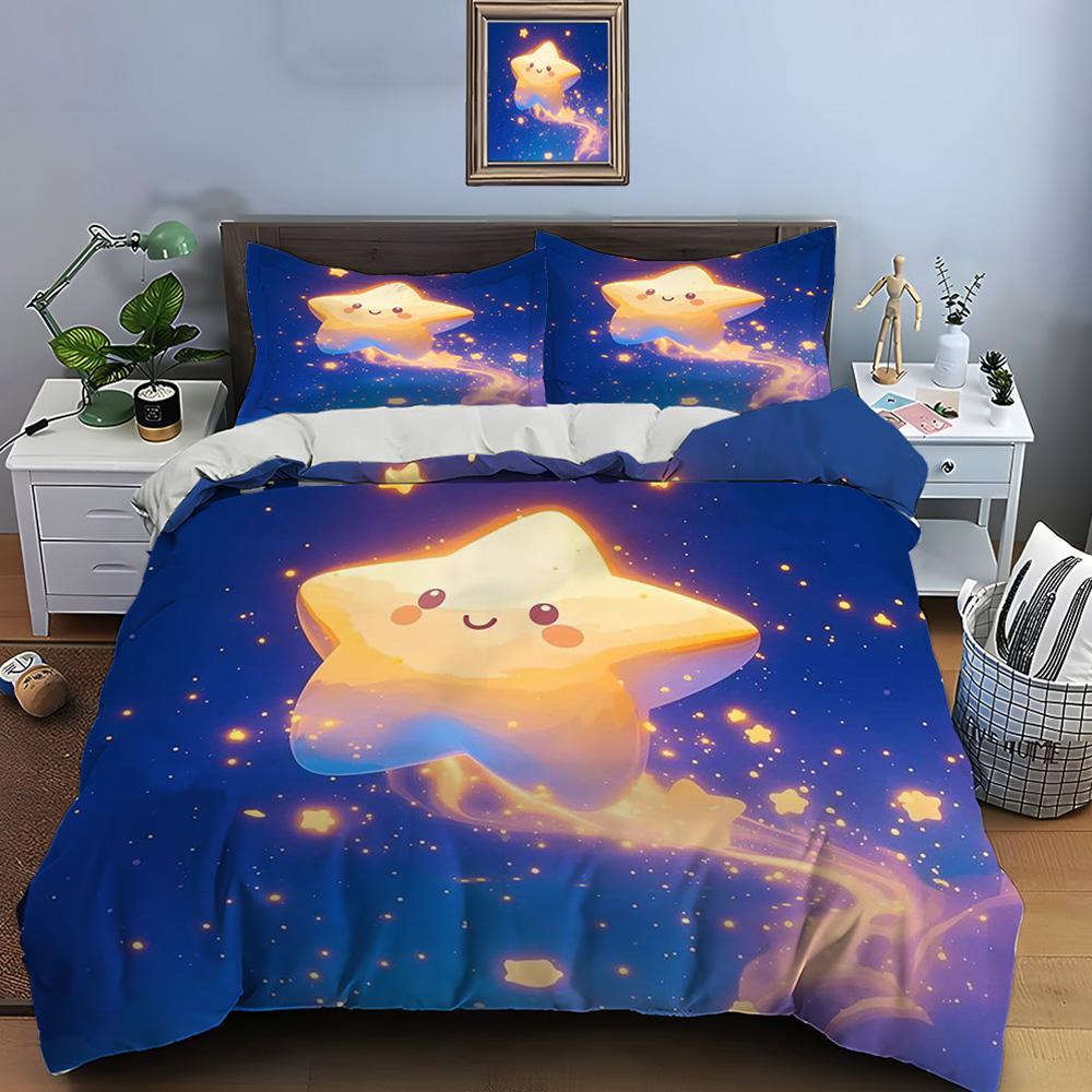 Cute Cartoon Stars Print Bedding Collection Duvet Cover 1 Duvet Cover 2 Pillowcases Adult And Kids Bedding Collection Luxury ChildrenS Gifts