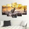 Feeby Feeby Five Piece Picture Canvas Print, Deer At Sunset