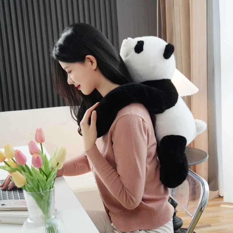 Creative Panda Stick Cute Cartoon Handheld Plush Doll Scenic Souvenir Long Bamboo Panda Gift Doll