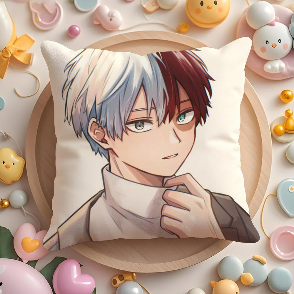 Kawaii SShoto TTodoroki Chibi Cushion Cover Plush Fabric Soft DoubleSided Printed Sofa Warm Winter Home Gift Pillow Cover