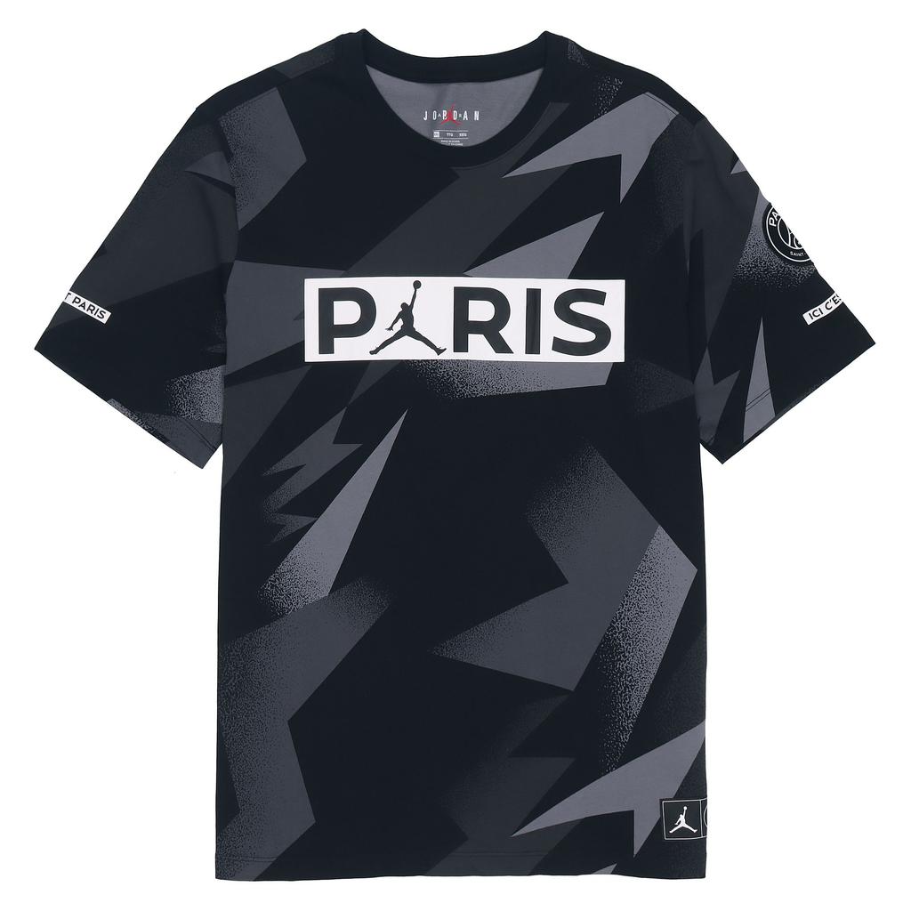 Футболка с принтом Air Jordan x Paris Saint-Germain Черно-серая BQ8387-010