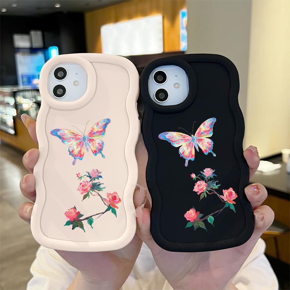 Мягкий чехол для телефона Roses Butterfly для Samsung Galaxy A52 A73 A12 A11 S24 Ultra 5G S23 S22 S21 S20 FE Wave Edge, противоударный защитный резиновый чехол