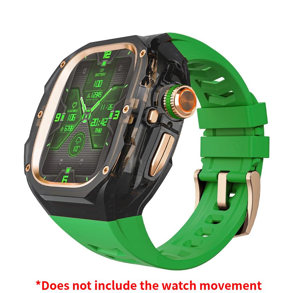 Роскошный мод-комплект для Apple watch Ultra 3/2/1 49 мм Спортивный резиновый ремешок+чехол для Iwatch ultra 49 мм Прозрачный ледяной чехол Комплект для переделки