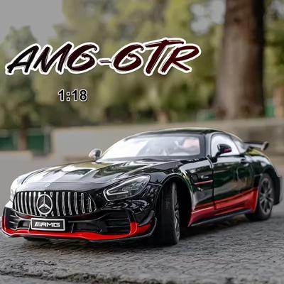 1:18 Mercedes-Benz AMG GTR Высокоточная имитация литой металлической модели автомобиля со звуком и светом, коллекция детских игрушек, подарочные украшения для мальчиков