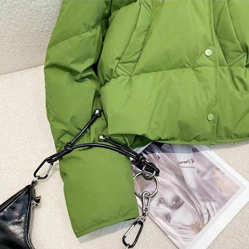 Luxurious and Stylish Green Cotton Jacket with Stand Collar for Women In Winter