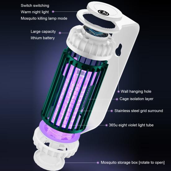 Лампа от комаров, безрадиационная, бесшумная, эффективная, перезаряжаемая, электрическая, бионическая, для ингаляции, от комаров, для спальни