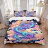 3Pcs Colorful Dragon Fantasy Bedding Set Soft Fabric Duvet Cover Pillowcases Home Christmas Xmas Halloween Gift 1 Duvet Cover 2 Pillowcase G1280
