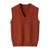 Women's Cashmere V-Neck Vest - Autumn/Winter Slim Fit, Solid Color, Sleeveless, Warm Knit.