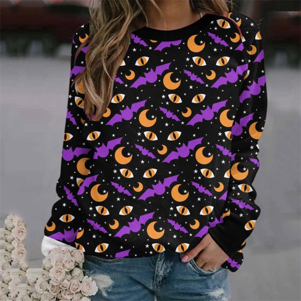 Женская толстовка с капюшоном Осень-Зима Хэллоуин Злая Ведьма Темный Замок Ужасы Вечеринка Принт Повседневные толстовки с длинными рукавами O-образным вырезом Женские топы