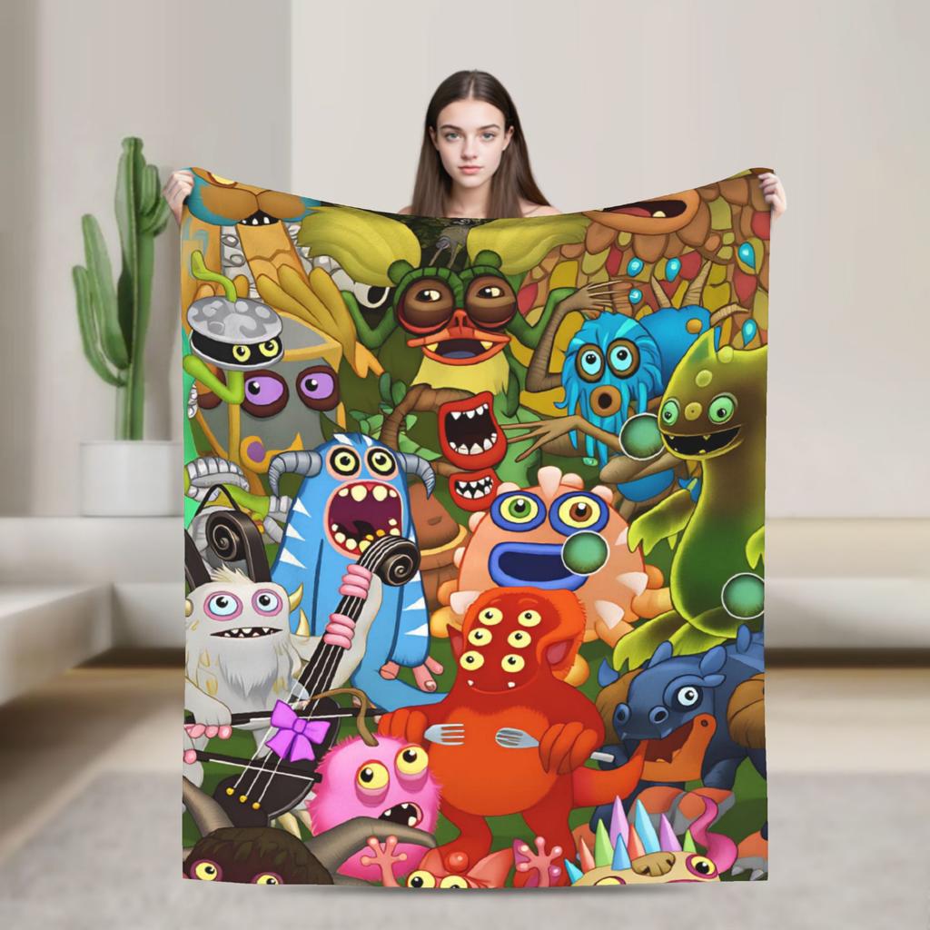 Warm Blanket Picnic My Singing Monsters Bedding Throws Aesthetic Bedspread For Living Room