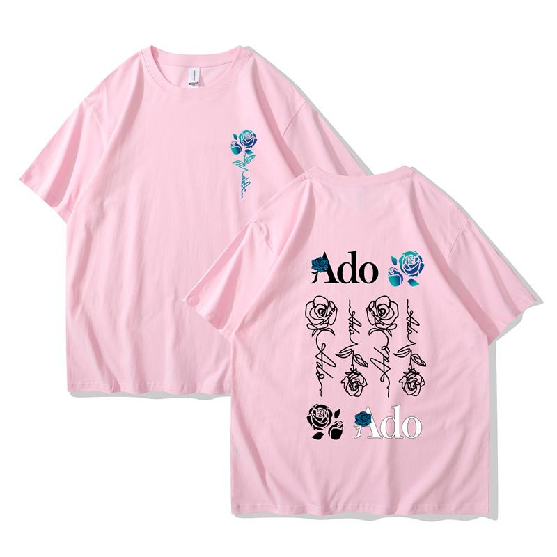 Ado Blue Rose Tshirts Wish World Tour Merch Tee Women Fashion Casual Harajuku Short Sleeve