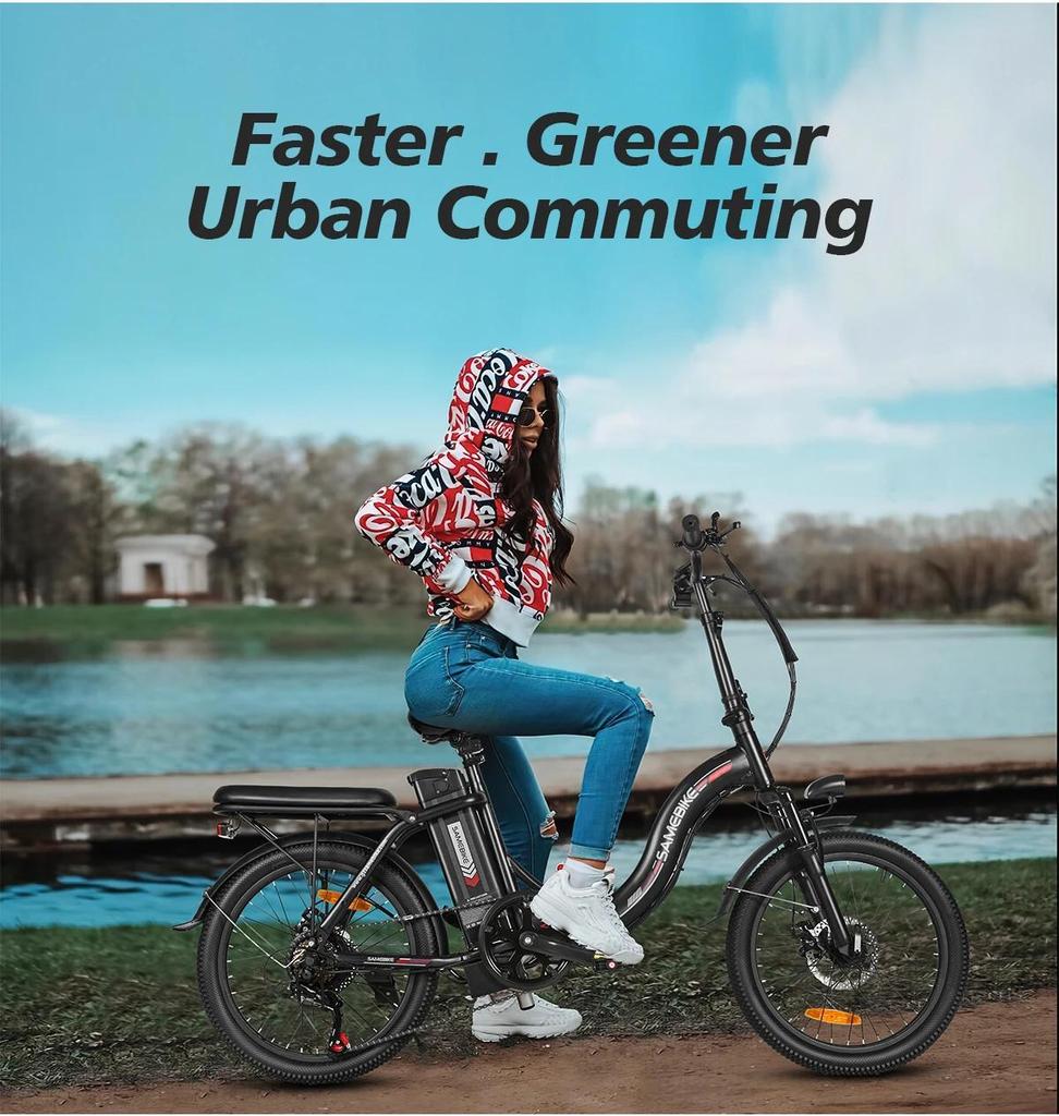 Samebike 2026 model CY20 Folding Electric Bicycle 36V 12Ah Removable Battery 20" Outdoor Fat E-bike for Adults.
